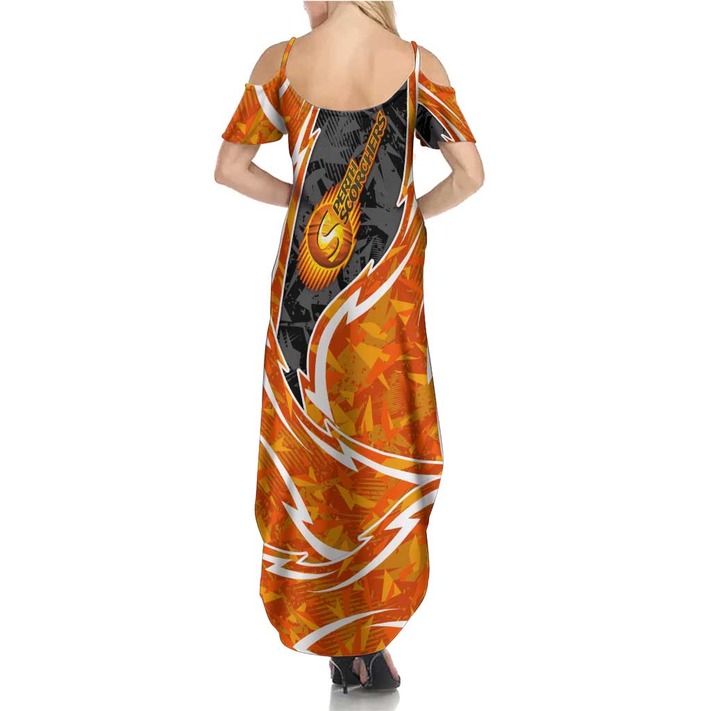 Perth Scorchers Summer Maxi Dress Flaming Lightning Storm Geometric Sports Mascot Art