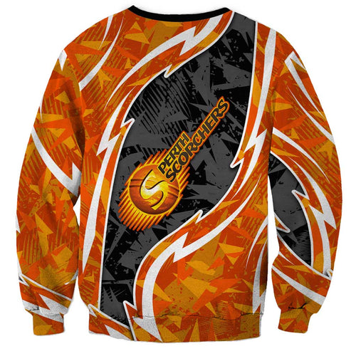 Perth Scorchers Sweatshirt Flaming Lightning Storm Geometric Sports Mascot Art
