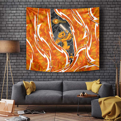 Perth Scorchers Tapestry Flaming Lightning Storm Geometric Sports Mascot Art