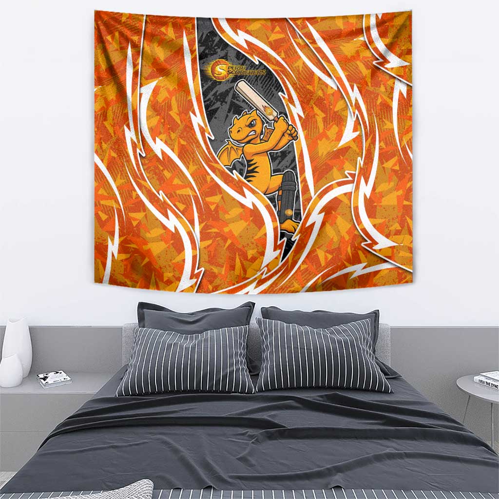 Perth Scorchers Tapestry Flaming Lightning Storm Geometric Sports Mascot Art