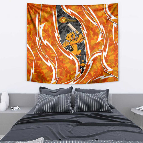 Perth Scorchers Tapestry Flaming Lightning Storm Geometric Sports Mascot Art