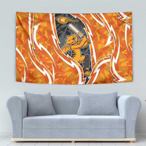 Perth Scorchers Tapestry Flaming Lightning Storm Geometric Sports Mascot Art