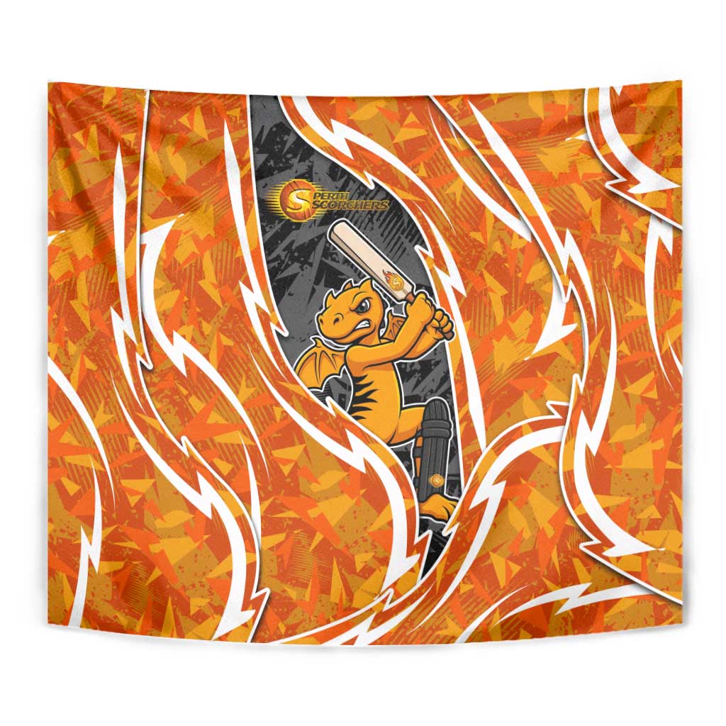 Perth Scorchers Tapestry Flaming Lightning Storm Geometric Sports Mascot Art