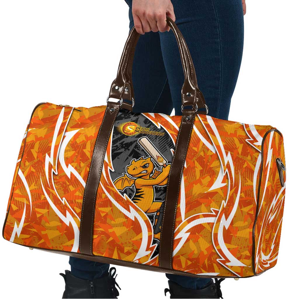 Perth Scorchers Travel Bag Flaming Lightning Storm Geometric Sports Mascot Art
