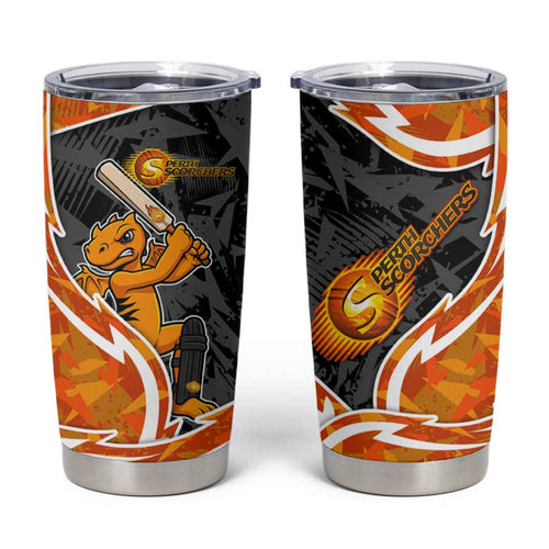 Perth Scorchers Tumbler Cup Flaming Lightning Storm Geometric Sports Mascot Art