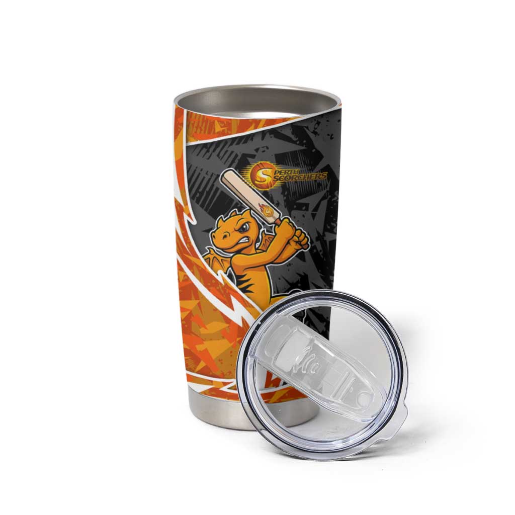Perth Scorchers Tumbler Cup Flaming Lightning Storm Geometric Sports Mascot Art