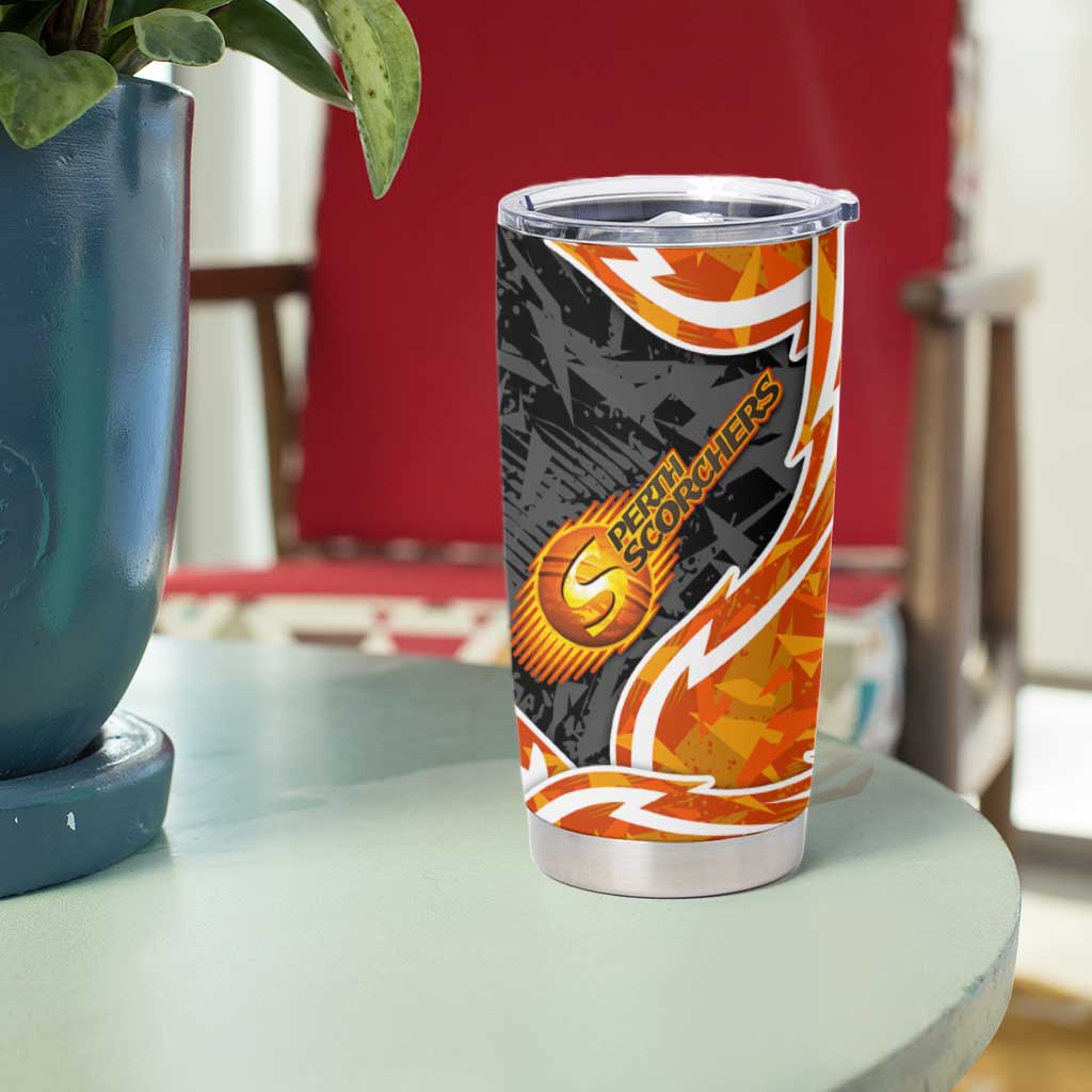 Perth Scorchers Tumbler Cup Flaming Lightning Storm Geometric Sports Mascot Art