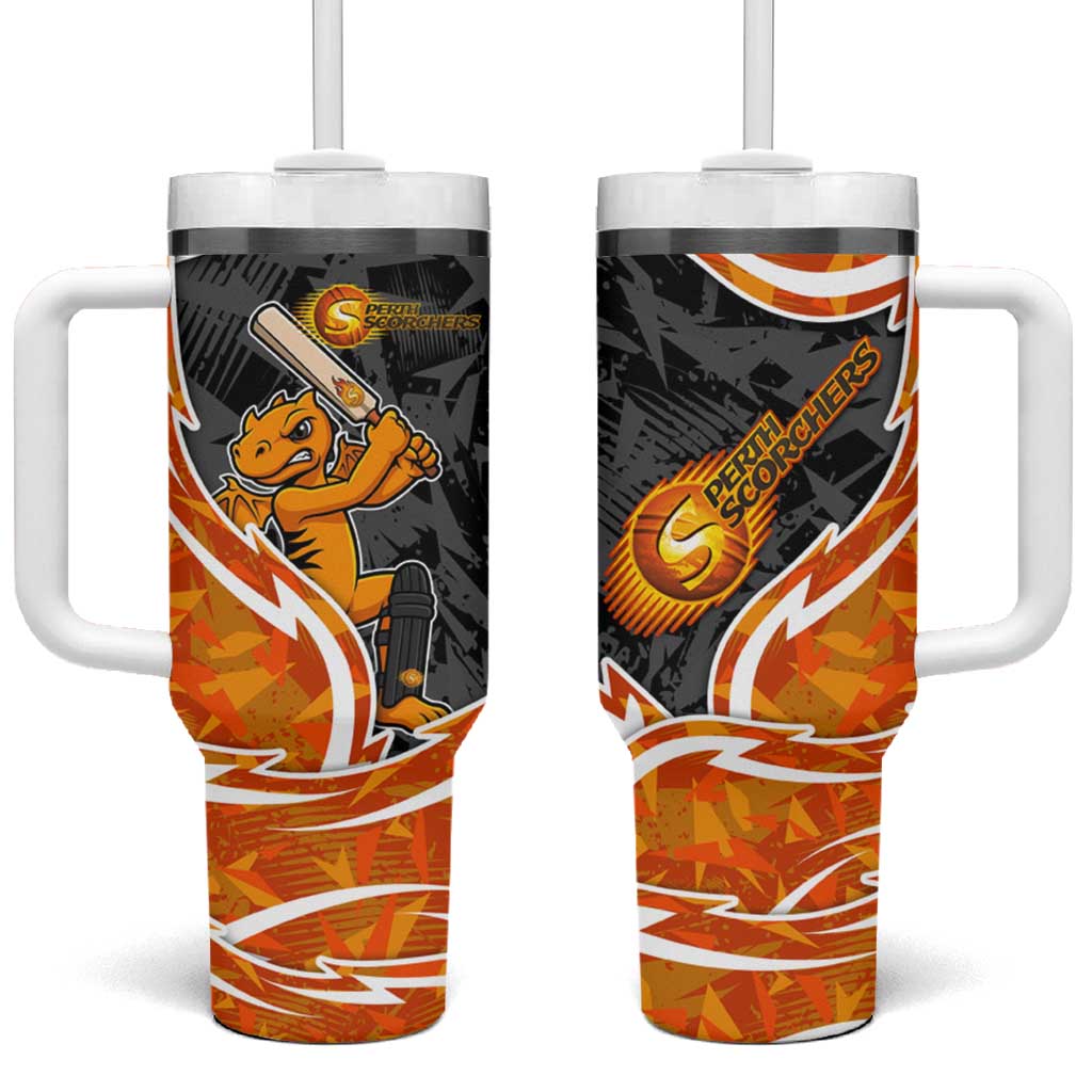 Perth Scorchers Tumbler With Handle Flaming Lightning Storm Geometric Sports Mascot Art