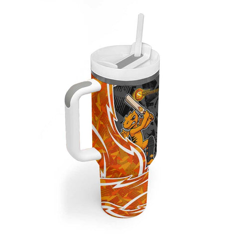 Perth Scorchers Tumbler With Handle Flaming Lightning Storm Geometric Sports Mascot Art