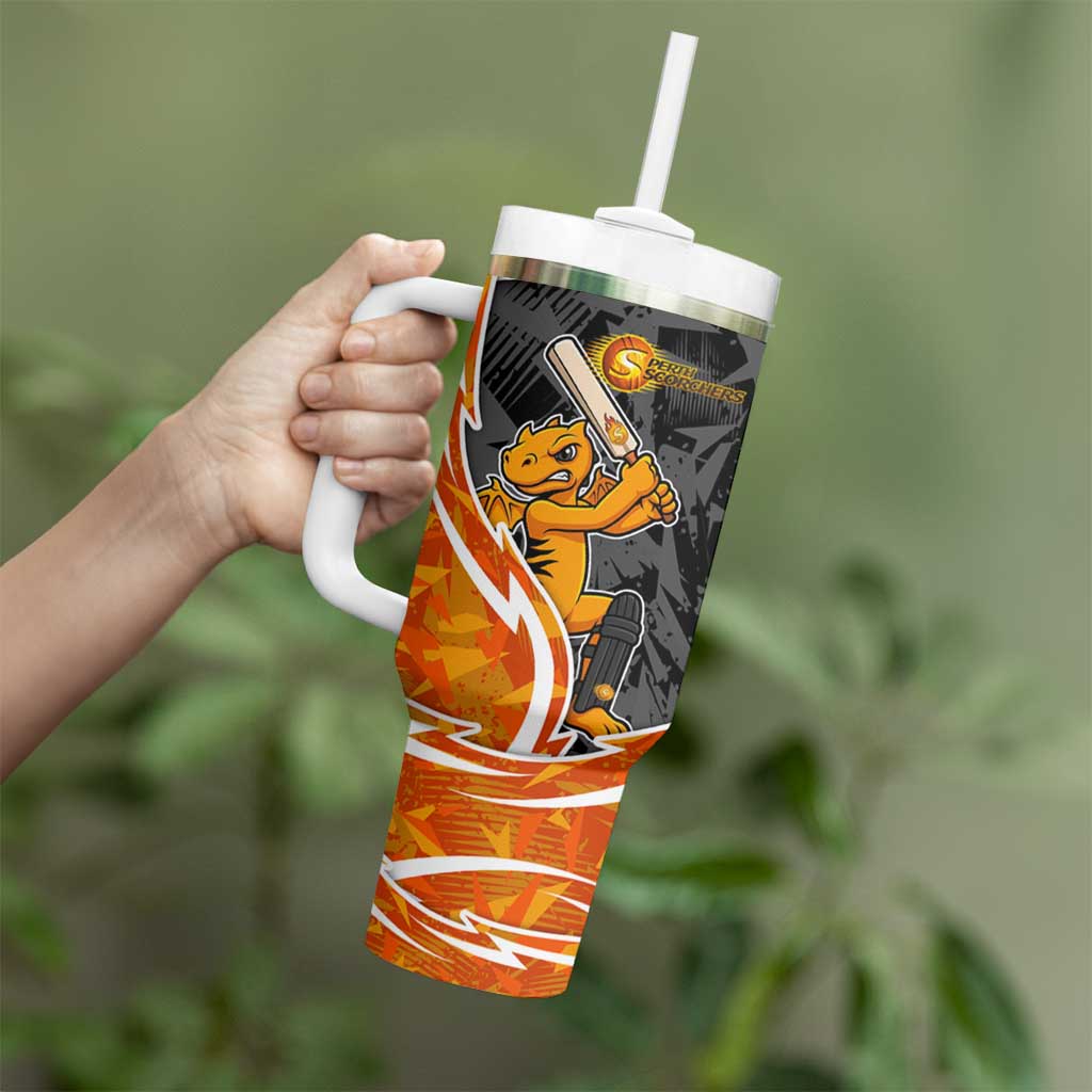 Perth Scorchers Tumbler With Handle Flaming Lightning Storm Geometric Sports Mascot Art