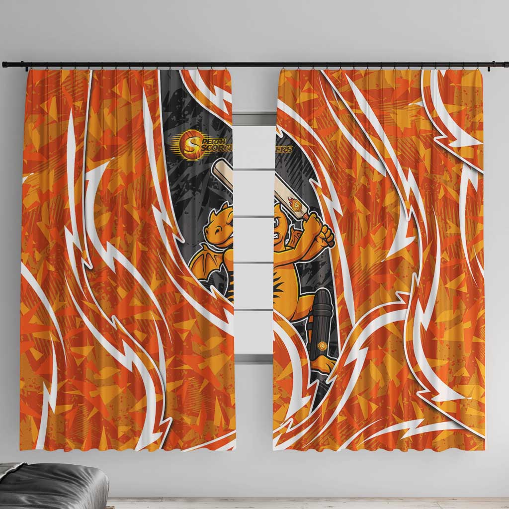 Perth Scorchers Window Curtain Flaming Lightning Storm Geometric Sports Mascot Art