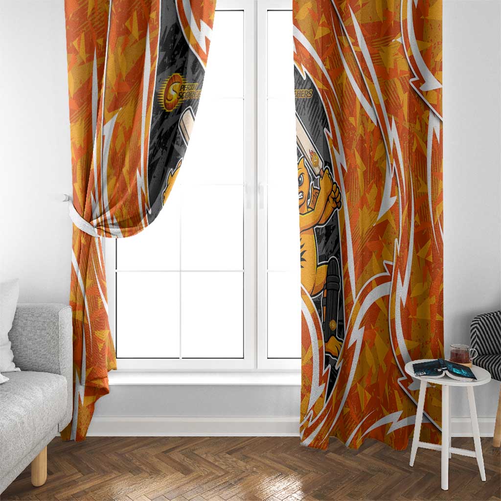 Perth Scorchers Window Curtain Flaming Lightning Storm Geometric Sports Mascot Art
