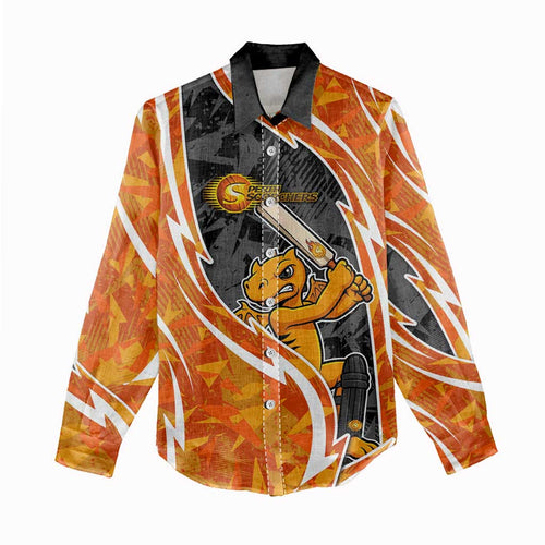 Perth Scorchers Women Casual Shirt Flaming Lightning Storm Geometric Sports Mascot Art