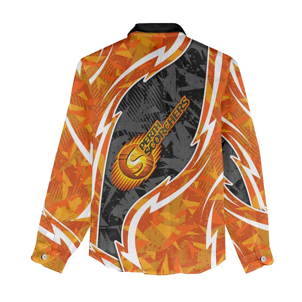 Perth Scorchers Women Casual Shirt Flaming Lightning Storm Geometric Sports Mascot Art