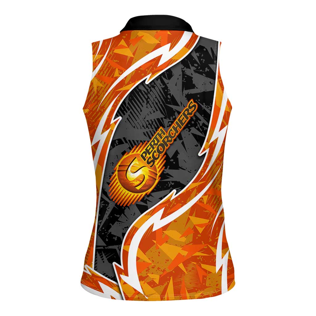 Perth Scorchers Women Sleeveless Polo Shirt Flaming Lightning Storm Geometric Sports Mascot Art