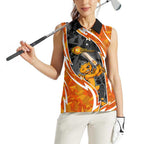 Perth Scorchers Women Sleeveless Polo Shirt Flaming Lightning Storm Geometric Sports Mascot Art