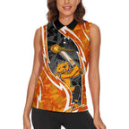 Perth Scorchers Women Sleeveless Polo Shirt Flaming Lightning Storm Geometric Sports Mascot Art