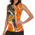 Perth Scorchers Women Sleeveless Polo Shirt Flaming Lightning Storm Geometric Sports Mascot Art