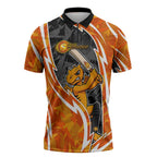 Perth Scorchers Zipper Polo Shirt Flaming Lightning Storm Geometric Sports Mascot Art