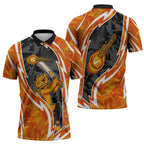 Perth Scorchers Zipper Polo Shirt Flaming Lightning Storm Geometric Sports Mascot Art