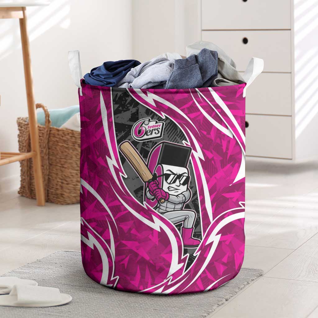 Sydney Sixers Laundry Basket Flaming Lightning Storm Geometric Sports Mascot Art