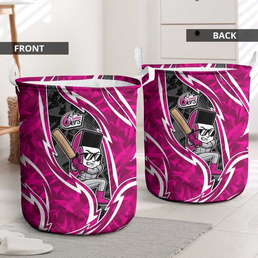 Sydney Sixers Laundry Basket Flaming Lightning Storm Geometric Sports Mascot Art