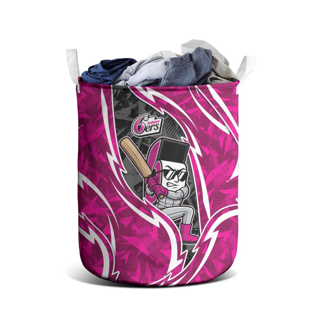 Sydney Sixers Laundry Basket Flaming Lightning Storm Geometric Sports Mascot Art