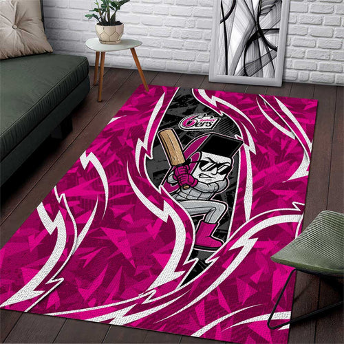 Sydney Sixers Area Rug Flaming Lightning Storm Geometric Sports Mascot Art