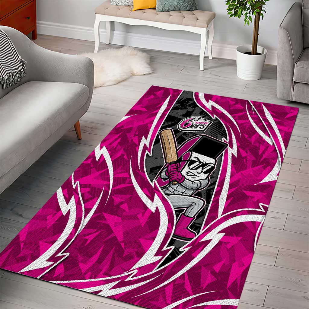 Sydney Sixers Area Rug Flaming Lightning Storm Geometric Sports Mascot Art