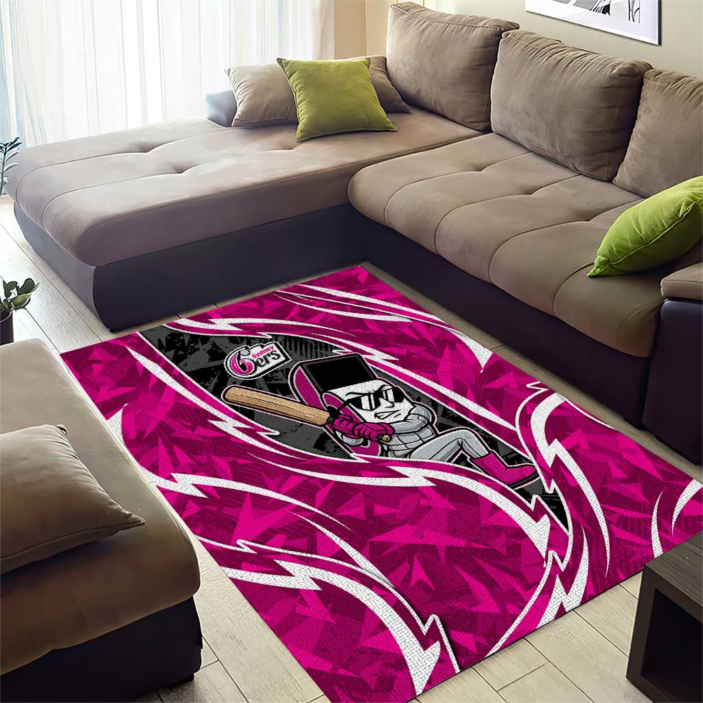 Sydney Sixers Area Rug Flaming Lightning Storm Geometric Sports Mascot Art
