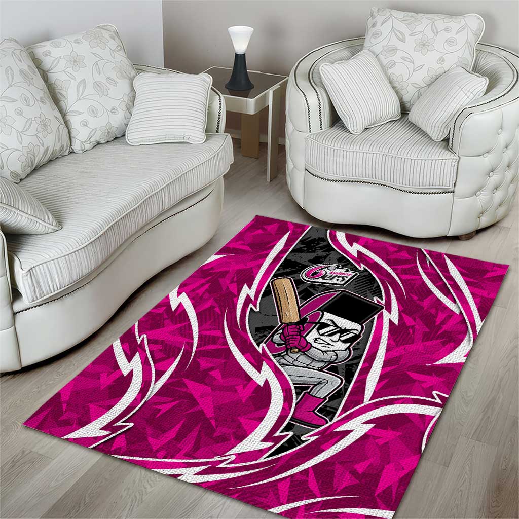 Sydney Sixers Area Rug Flaming Lightning Storm Geometric Sports Mascot Art