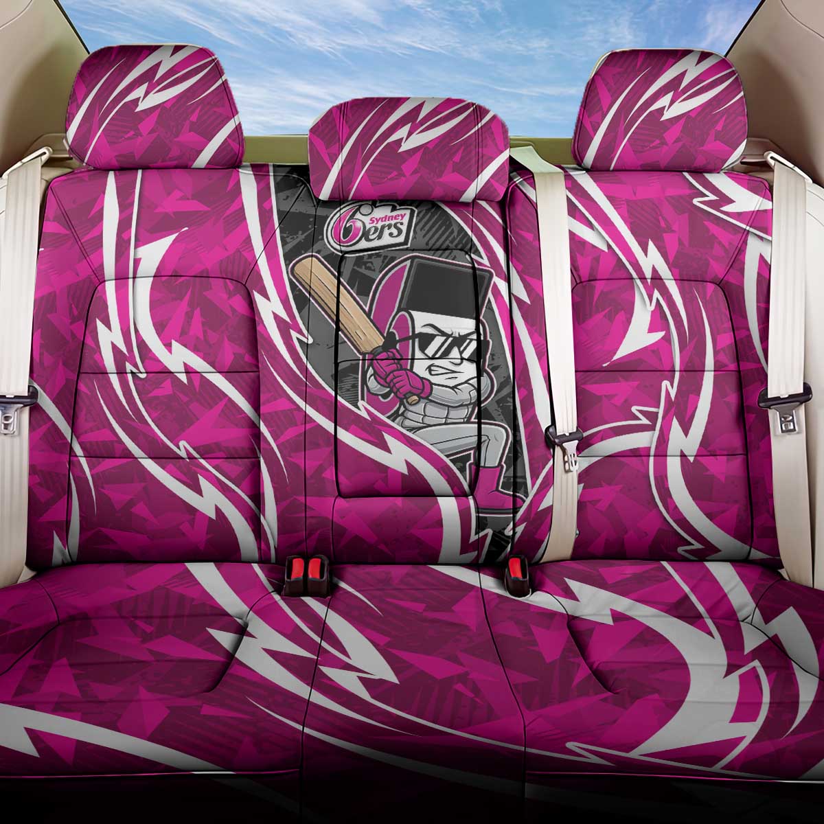 Sydney Sixers Back Car Seat Cover Flaming Lightning Storm Geometric Sports Mascot Art