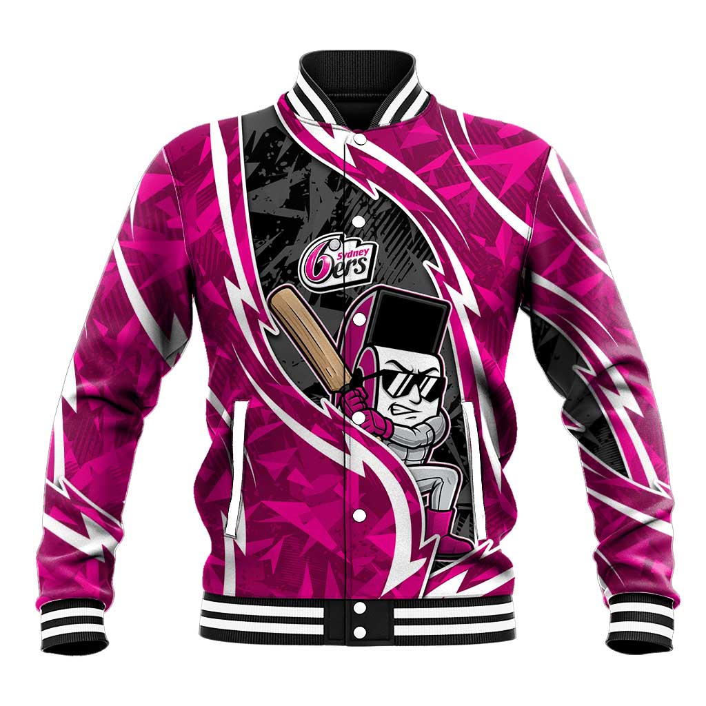 Sydney Sixers Baseball Jacket Flaming Lightning Storm Geometric Sports Mascot Art