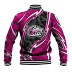 Sydney Sixers Baseball Jacket Flaming Lightning Storm Geometric Sports Mascot Art