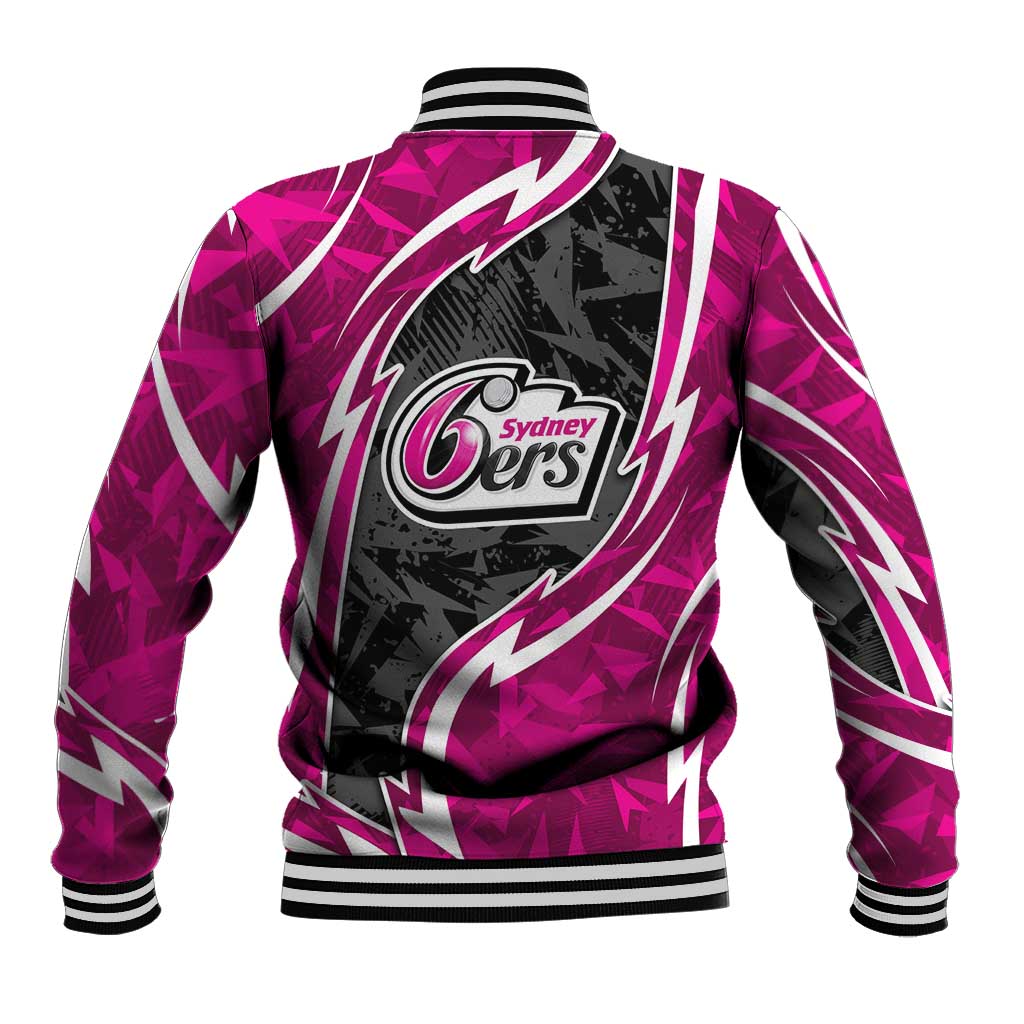 Sydney Sixers Baseball Jacket Flaming Lightning Storm Geometric Sports Mascot Art