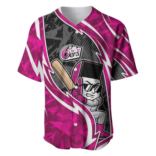 Sydney Sixers Baseball Jersey Flaming Lightning Storm Geometric Sports Mascot Art