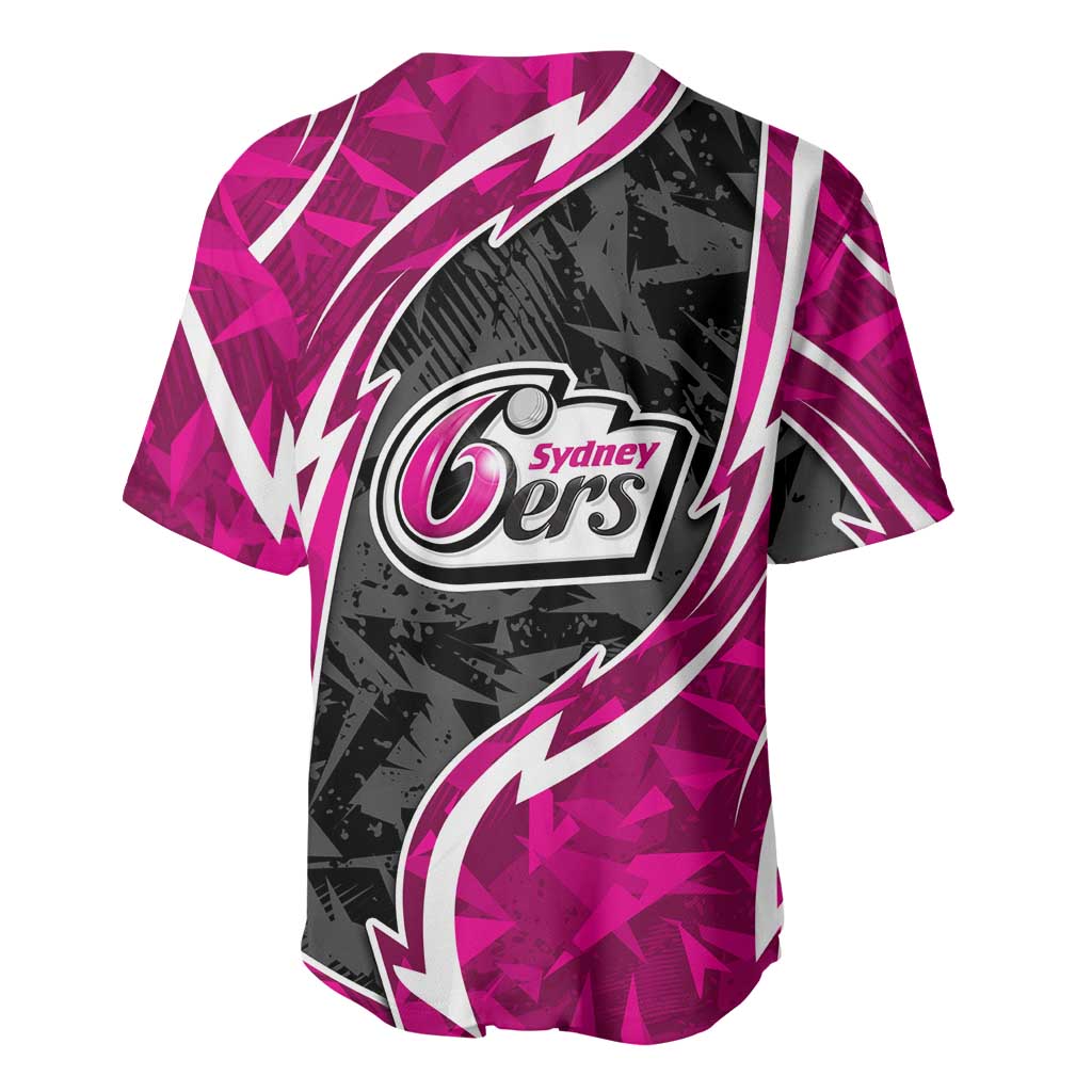 Sydney Sixers Baseball Jersey Flaming Lightning Storm Geometric Sports Mascot Art