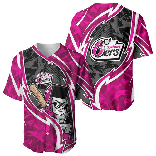 Sydney Sixers Baseball Jersey Flaming Lightning Storm Geometric Sports Mascot Art