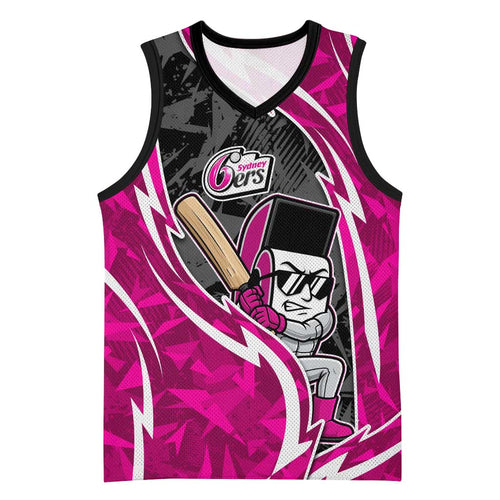 Sydney Sixers Basketball Jersey Flaming Lightning Storm Geometric Sports Mascot Art