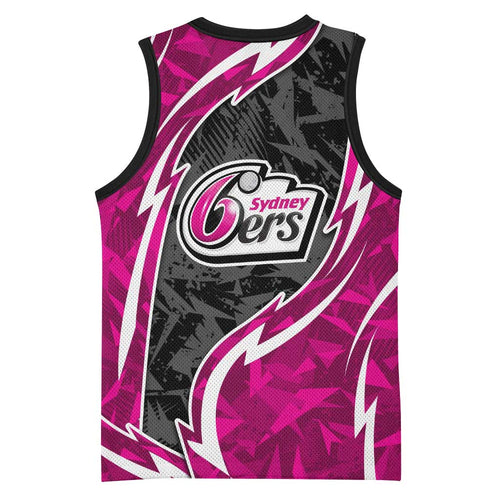 Sydney Sixers Basketball Jersey Flaming Lightning Storm Geometric Sports Mascot Art