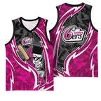 Sydney Sixers Basketball Jersey Flaming Lightning Storm Geometric Sports Mascot Art