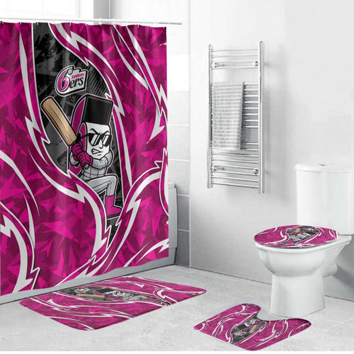 Sydney Sixers Bathroom Set Flaming Lightning Storm Geometric Sports Mascot Art