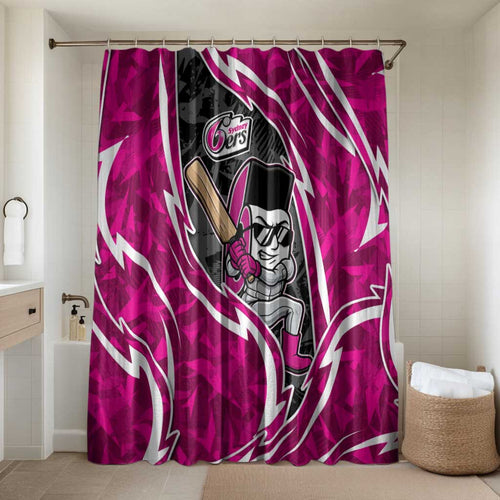 Sydney Sixers Bathroom Set Flaming Lightning Storm Geometric Sports Mascot Art
