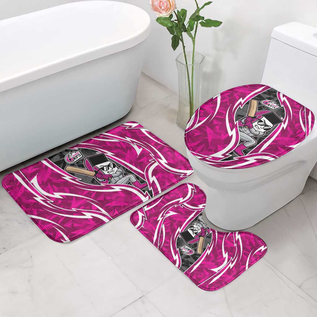Sydney Sixers Bathroom Set Flaming Lightning Storm Geometric Sports Mascot Art
