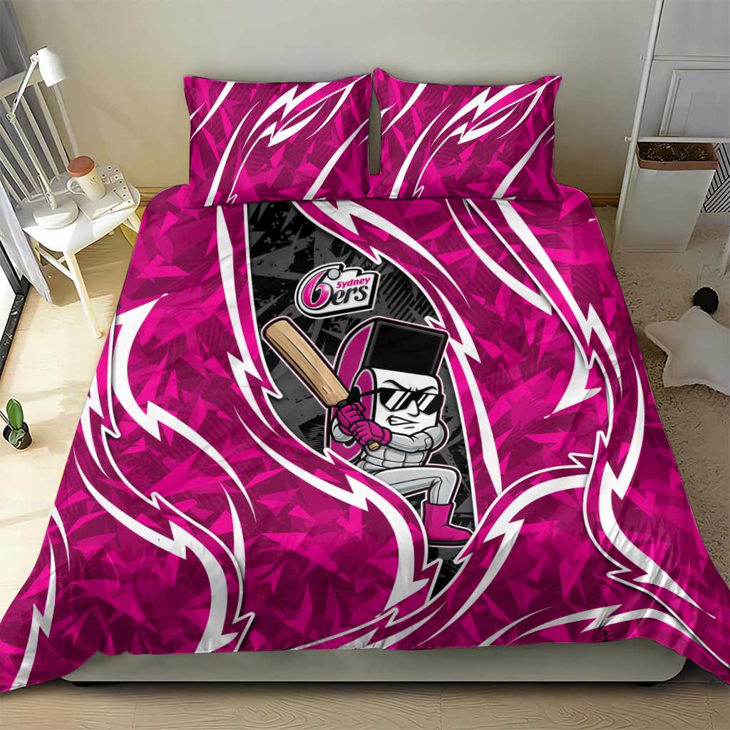 Sydney Sixers Bedding Set Flaming Lightning Storm Geometric Sports Mascot Art