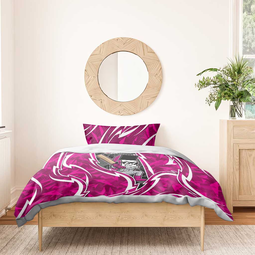 Sydney Sixers Bedding Set Flaming Lightning Storm Geometric Sports Mascot Art