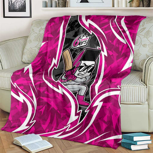 Sydney Sixers Blanket Flaming Lightning Storm Geometric Sports Mascot Art