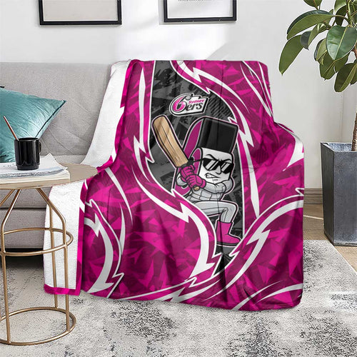 Sydney Sixers Blanket Flaming Lightning Storm Geometric Sports Mascot Art