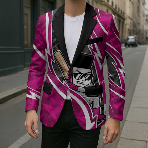 Sydney Sixers Blazer Flaming Lightning Storm Geometric Sports Mascot Art