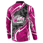 Sydney Sixers Button Sweatshirt Flaming Lightning Storm Geometric Sports Mascot Art
